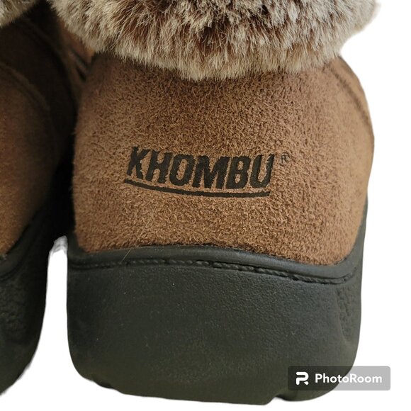 Khombu "Jessica" Ankle Boots Suede Leather Faux Fur Lining Memory Foam New - Picture 6 of 12